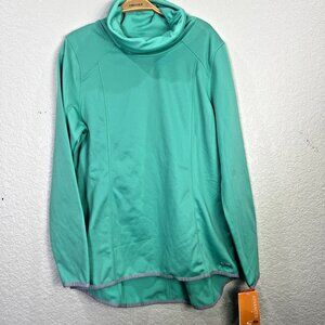 Champion Duo Dry Cowl Neck Sweatshirt Womens L Mint Fleece Lined Workout Running